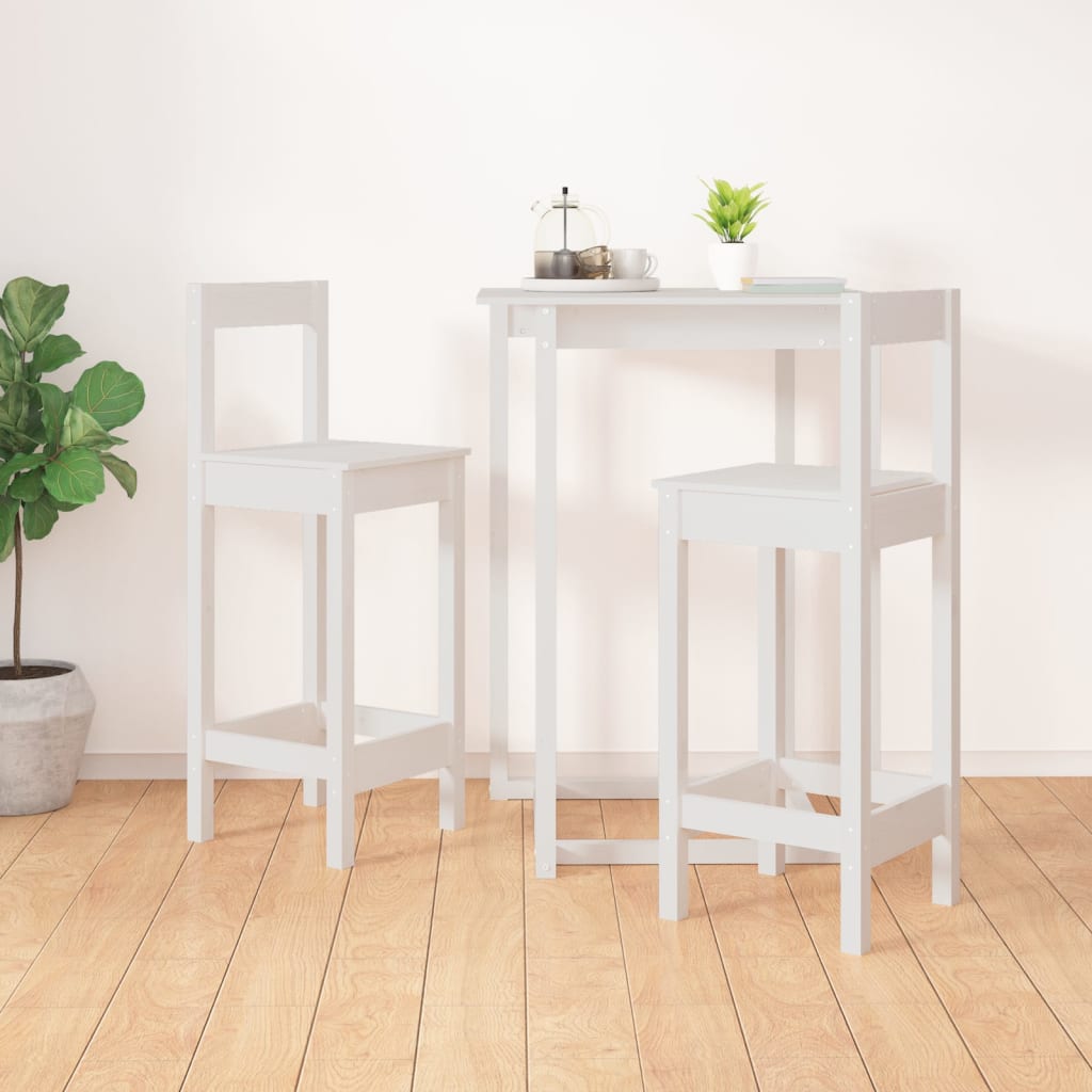 Baaritoolid 2 tk, valge, 40x41,5x112 cm, männipuit