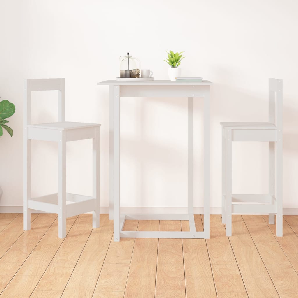 Baaritoolid 2 tk, valge, 40x41,5x112 cm, männipuit