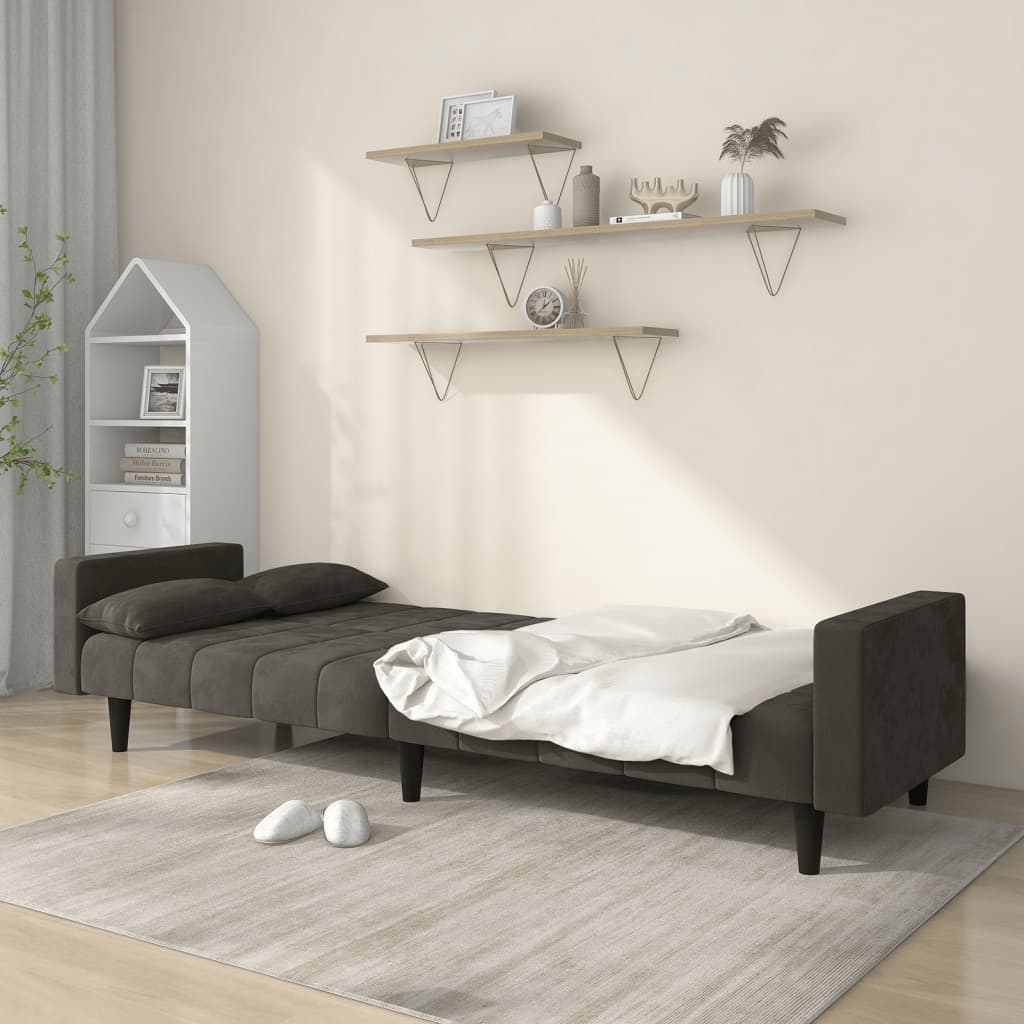2-kohaline diivanvoodi patjadega, tumehall, samet