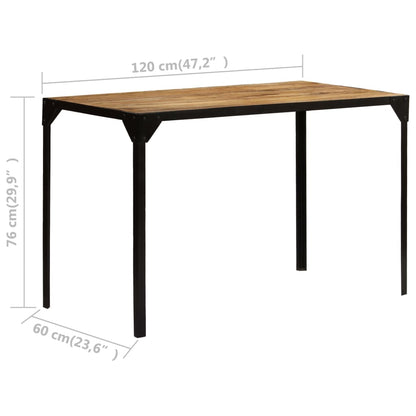 Söögilaud, töötlemata mangopuit ja teras, 120 cm