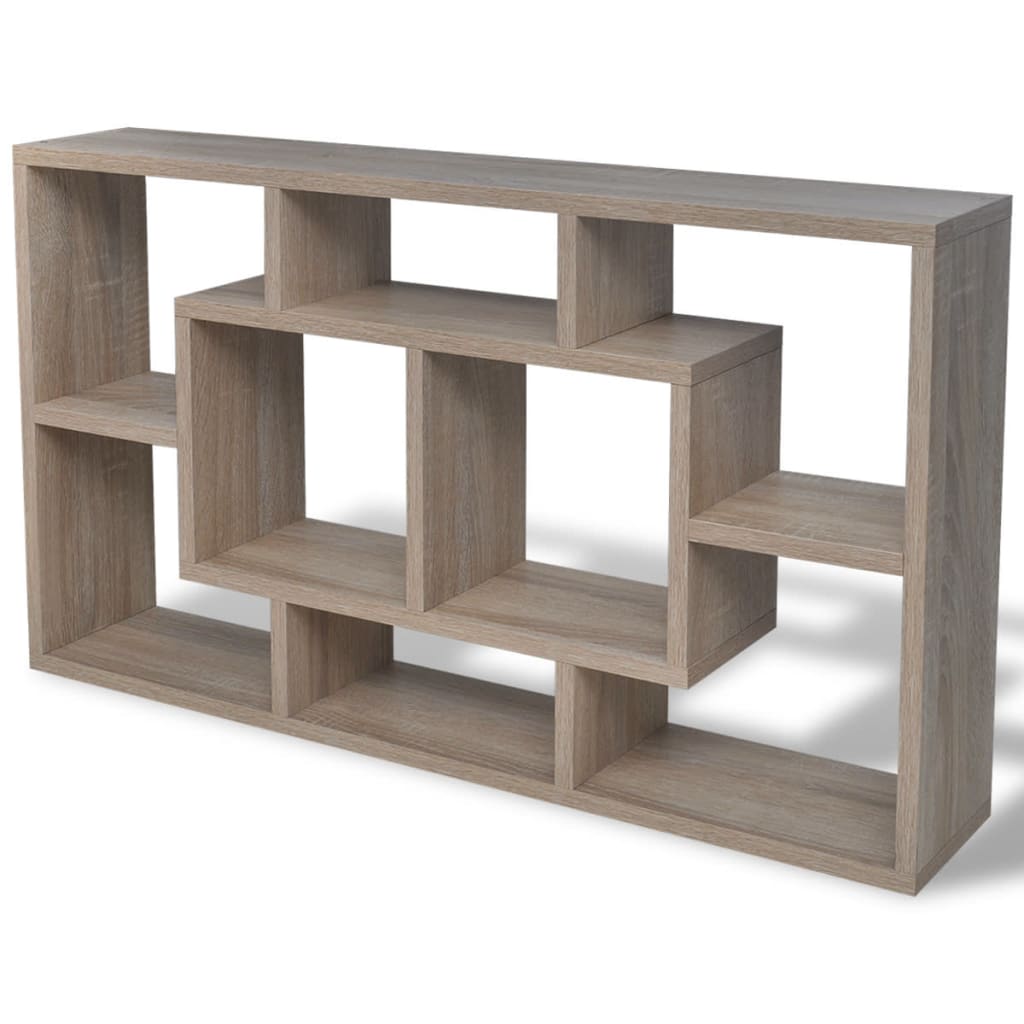 Floating wall display shelf 8 compartments oak colour