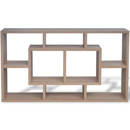 Floating wall display shelf 8 compartments oak colour