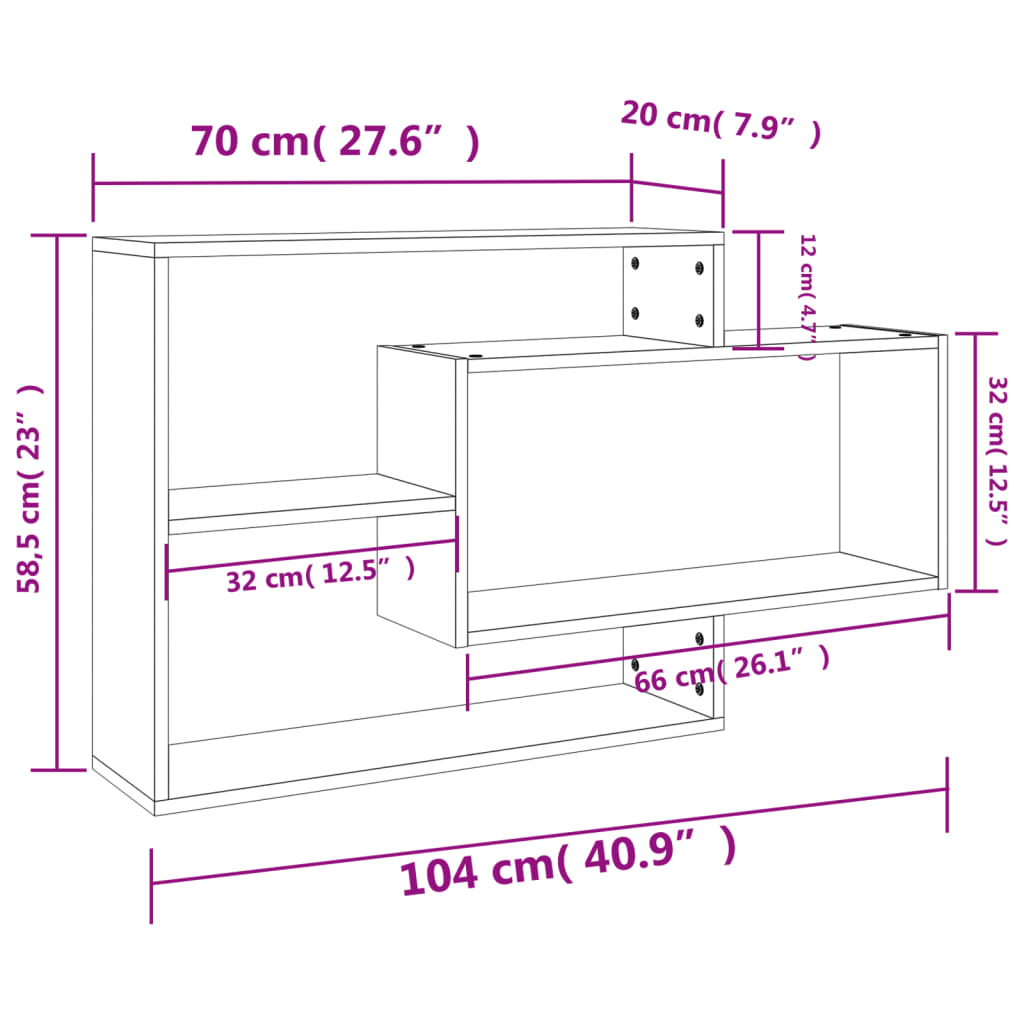 Seinariiulid betoonhall 104x20x58,5 cm tehispuit