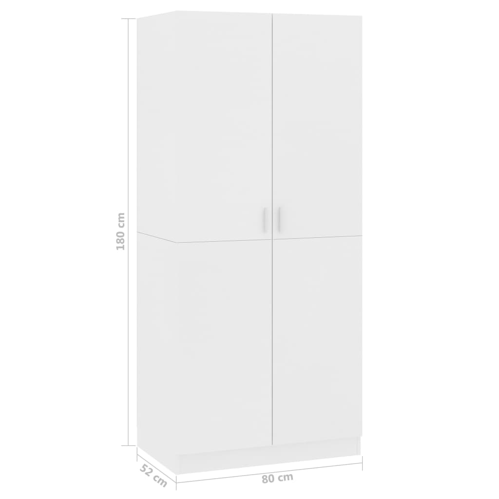 Garderoob valge 80 x 52 x 180 cm puitlaastplaat