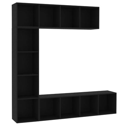 3-osaline raamatu-/telerikapp must 180 x 30 x 180 cm