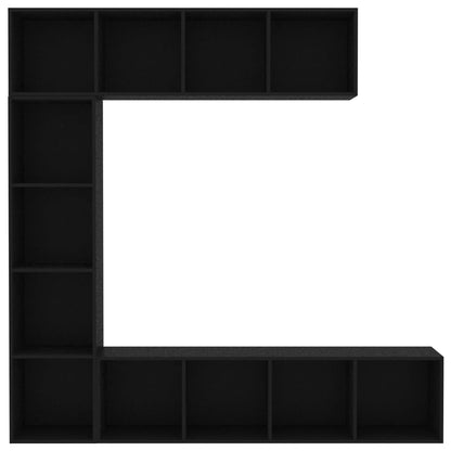 3-osaline raamatu-/telerikapp must 180 x 30 x 180 cm