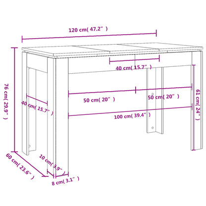 Söögilaud, must 120 x 60 x 76 cm puitlaastplaat