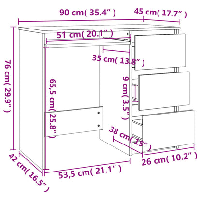 Kirjutuslaud, must, 90 x 45 x 76 cm, puitlaastplaat