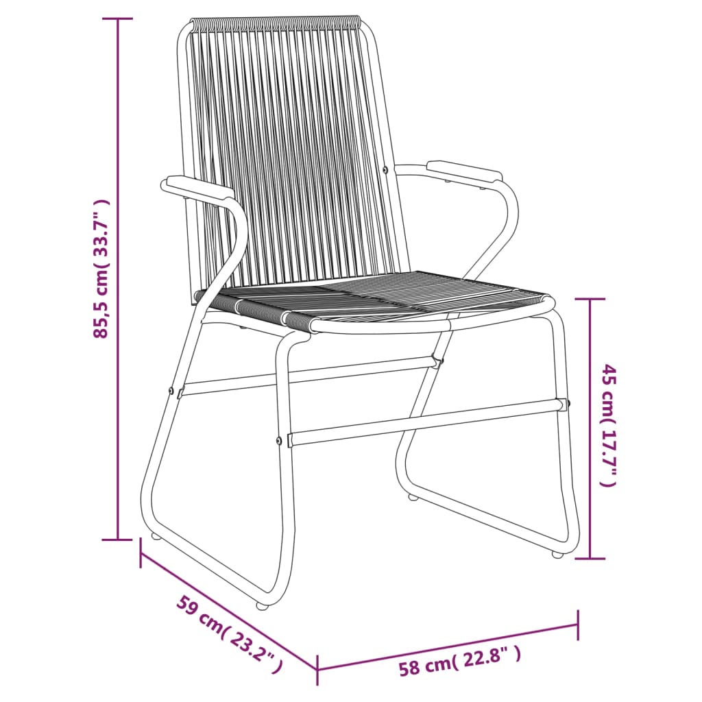 Aiatoolid 4 tk, must, 58 x 59 x 85,5 cm pvc-rotang