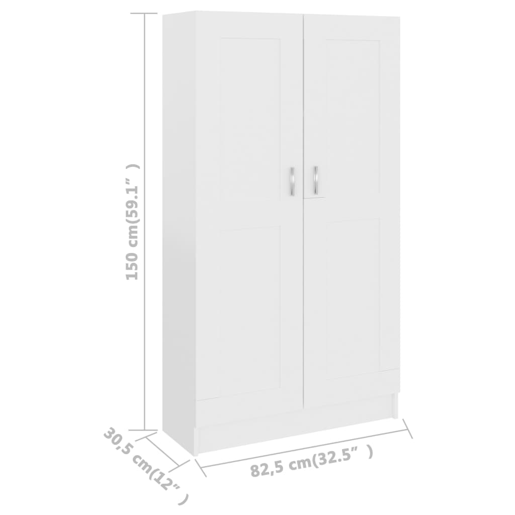 Raamaturiiul valge 82,5 x 30,5 x 150 cm puitlaastplaat