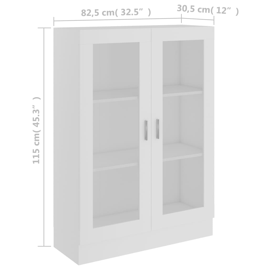 Vitriinkapp valge 82,5 x 30,5 x 115 cm puitlaastplaat