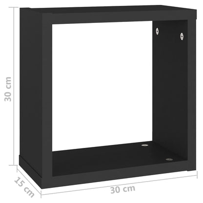 Kuubikukujulised seinariiulid 2 tk, must, 30 x 15 x 30 cm