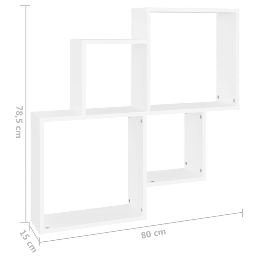 Kuubikukujuline seinariiul, valge 80x15x78,5 cm, puitlaastplaat