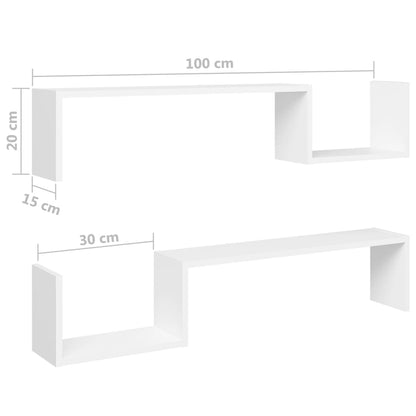 Seinariiulid 2 tk, valge, 100x15x20 cm, puitlaastplaat