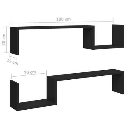 Seinariiulid, 2 tk, must, 100 x 15 x 20 cm, puitlaastplaat