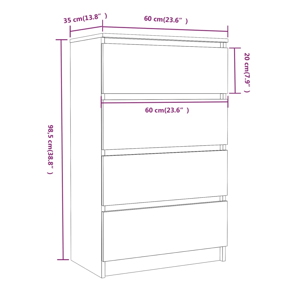 Puhvetkapp, hall Sonoma tamm, 60 x 35 x 98,5 cm, tehispuit