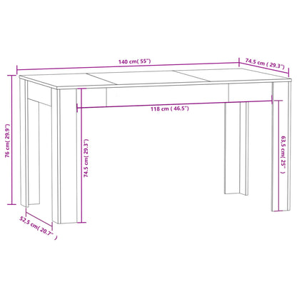 Söögilaud, hall sonoma tamm, 140 x 74,5 x 76 cm, tehispuit