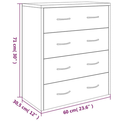 4 sahtliga kummut 60 x 30,5 x 71 cm, must