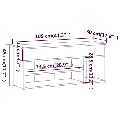 Jalatsipink, hall sonoma tamm, 105 x 30 x 45 cm, tehispuit