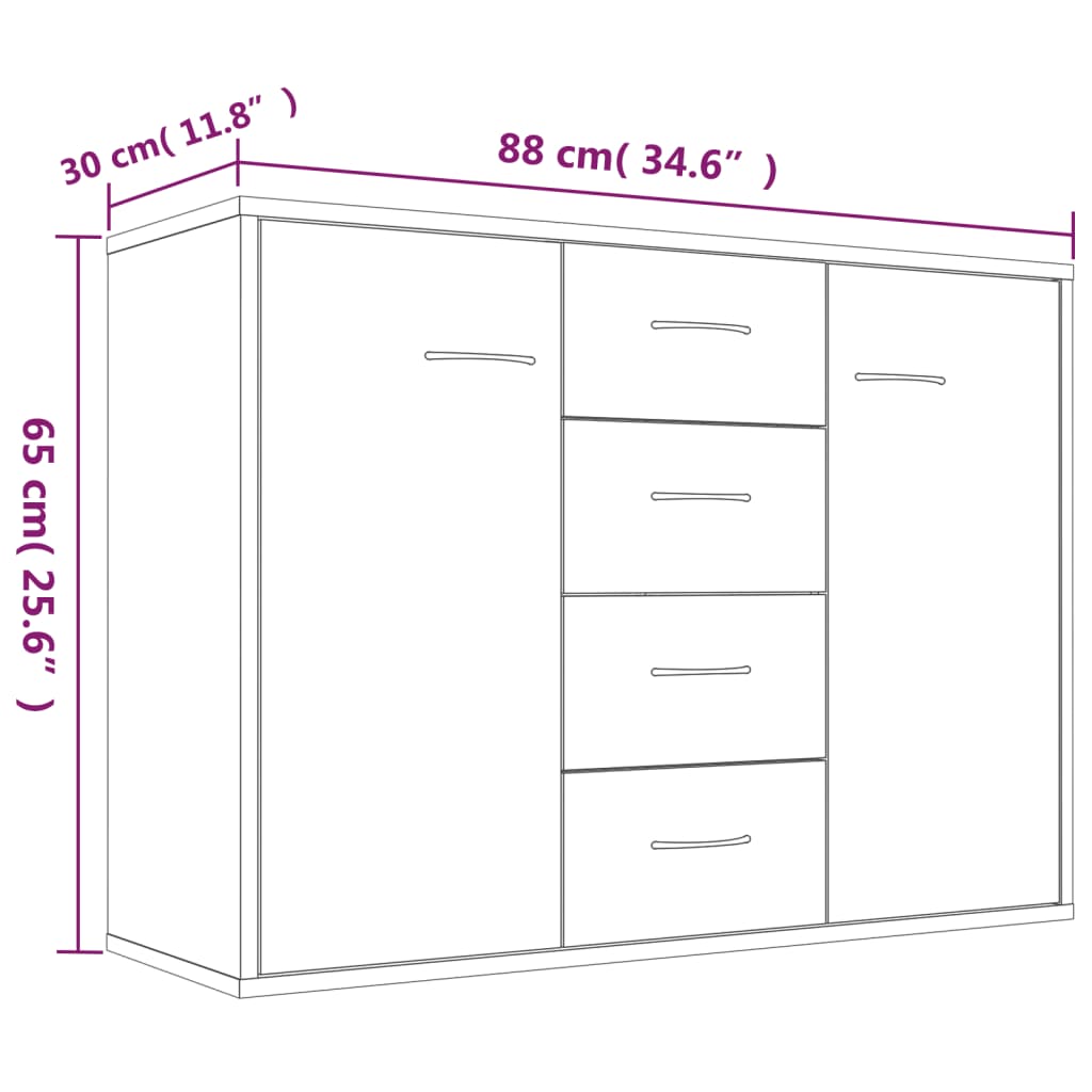 Puhvetkapp, hall Sonoma tamm, 88 x 30 x 65 cm, tehispuit