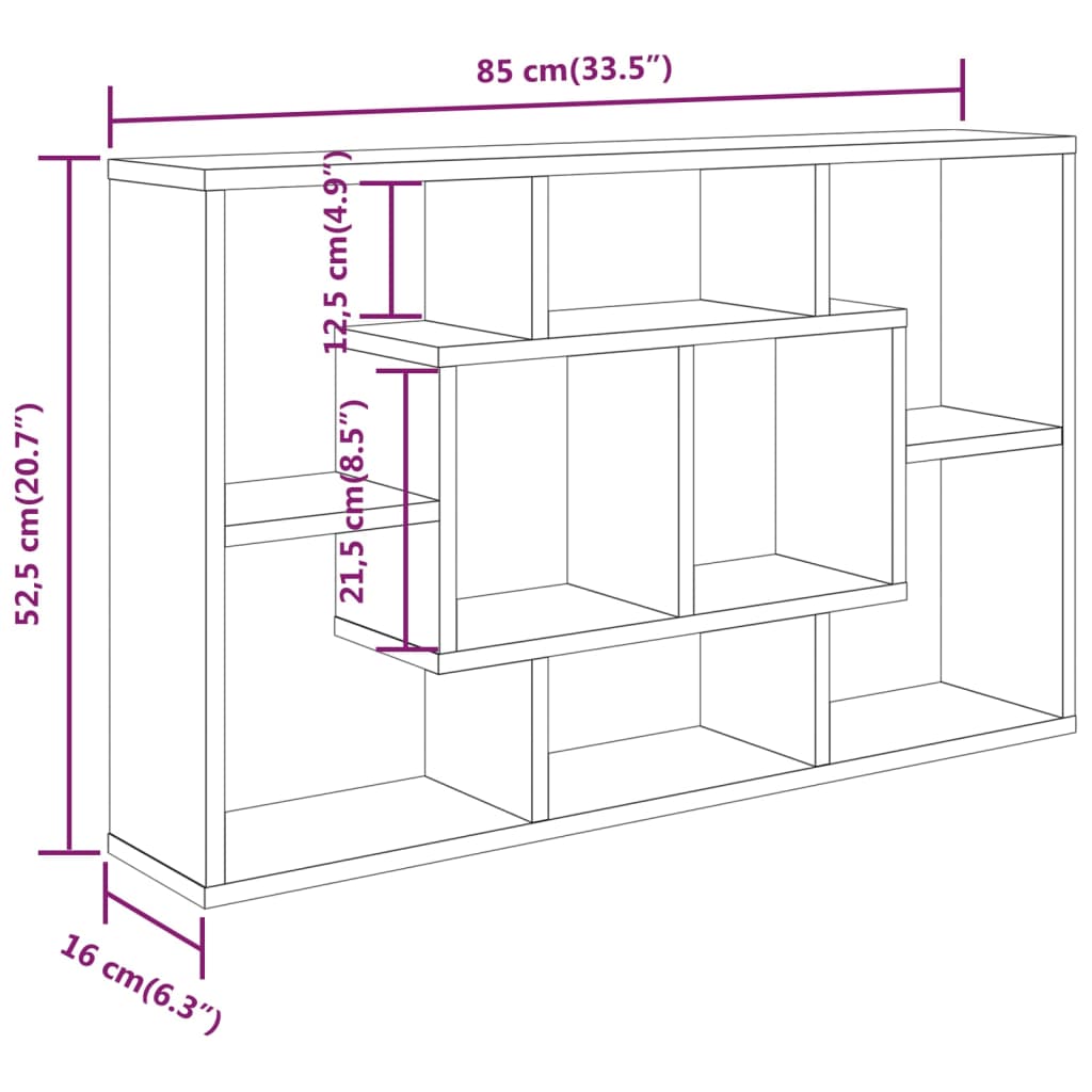 Seinariiul, hall Sonoma tamm, 85x16x52,5 cm, tehispuit