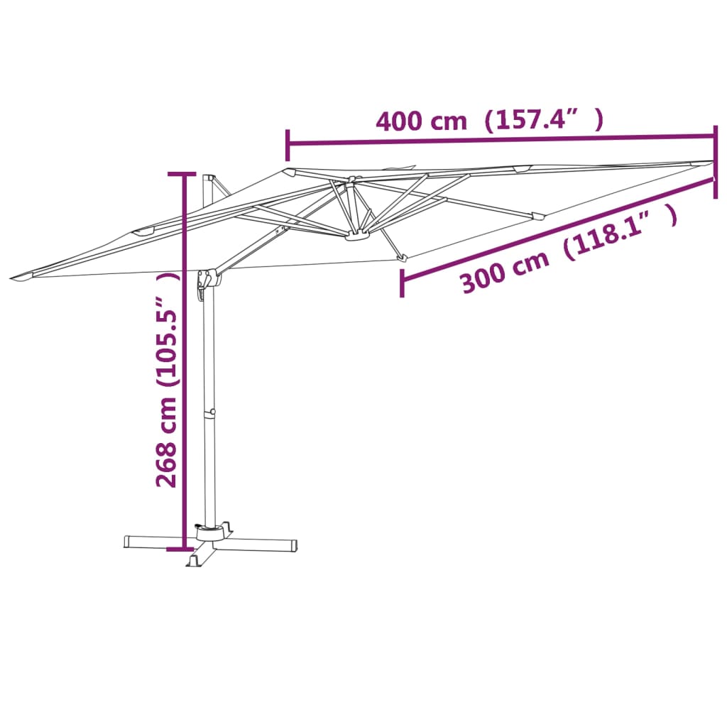 Päikesevari lediga, must, 400x300 cm