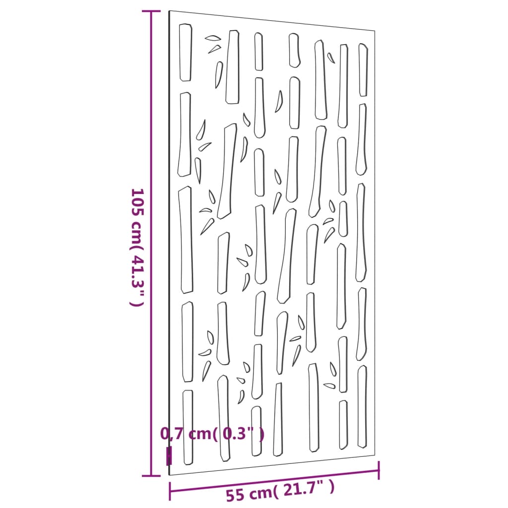 Aia seinakaunistus, 105x55 cm, Corteni teras, bambuse disain