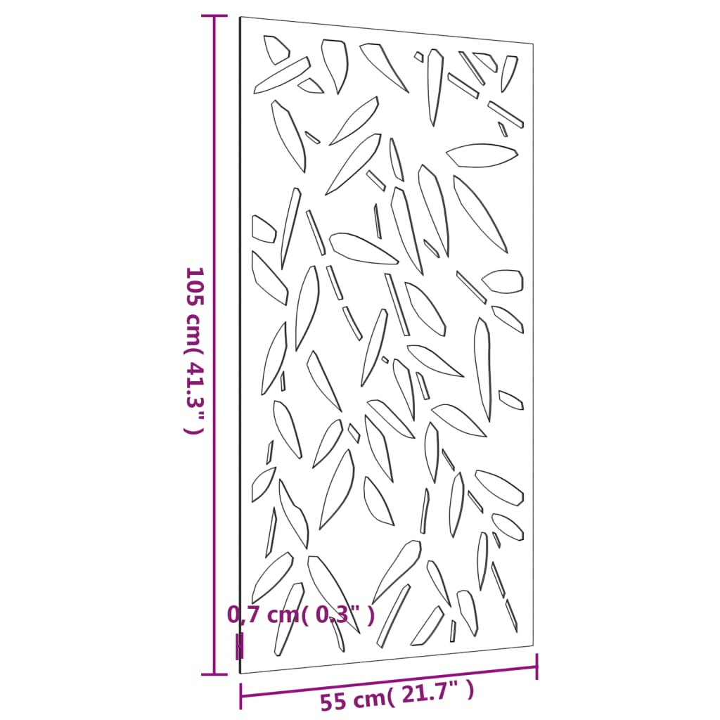 Aia seinakaunistus, 105x55 cm Corteni teras bambuse lehe disain