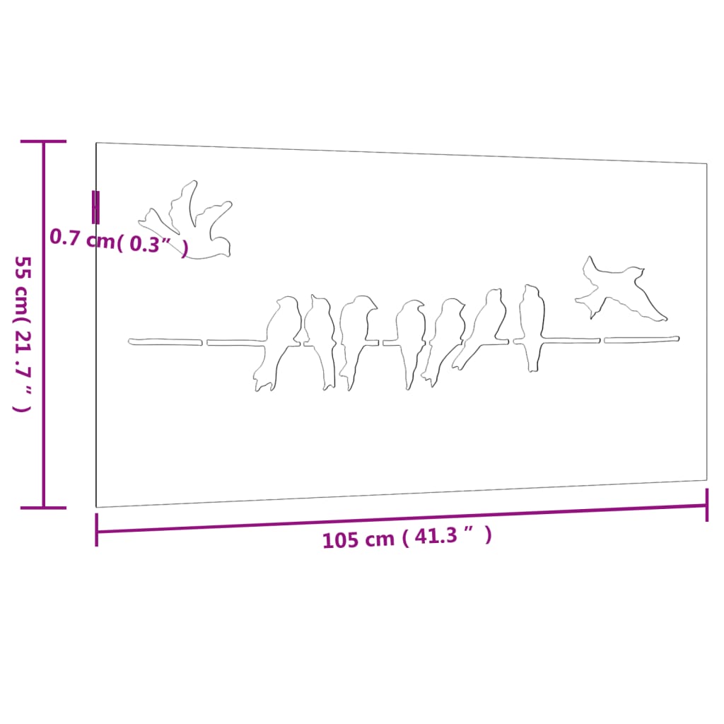 Aia seinakaunistus, 105x55 cm, Corteni teras, linnudisain