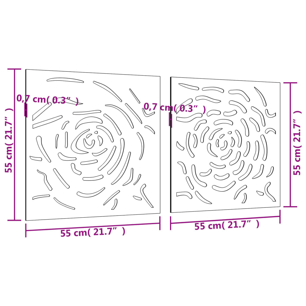 Aia seinakaunistus, 3 osa, 105x55 cm, Corteni teras roosidisain