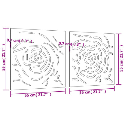 Aia seinakaunistus, 3 osa, 105x55 cm, Corteni teras roosidisain