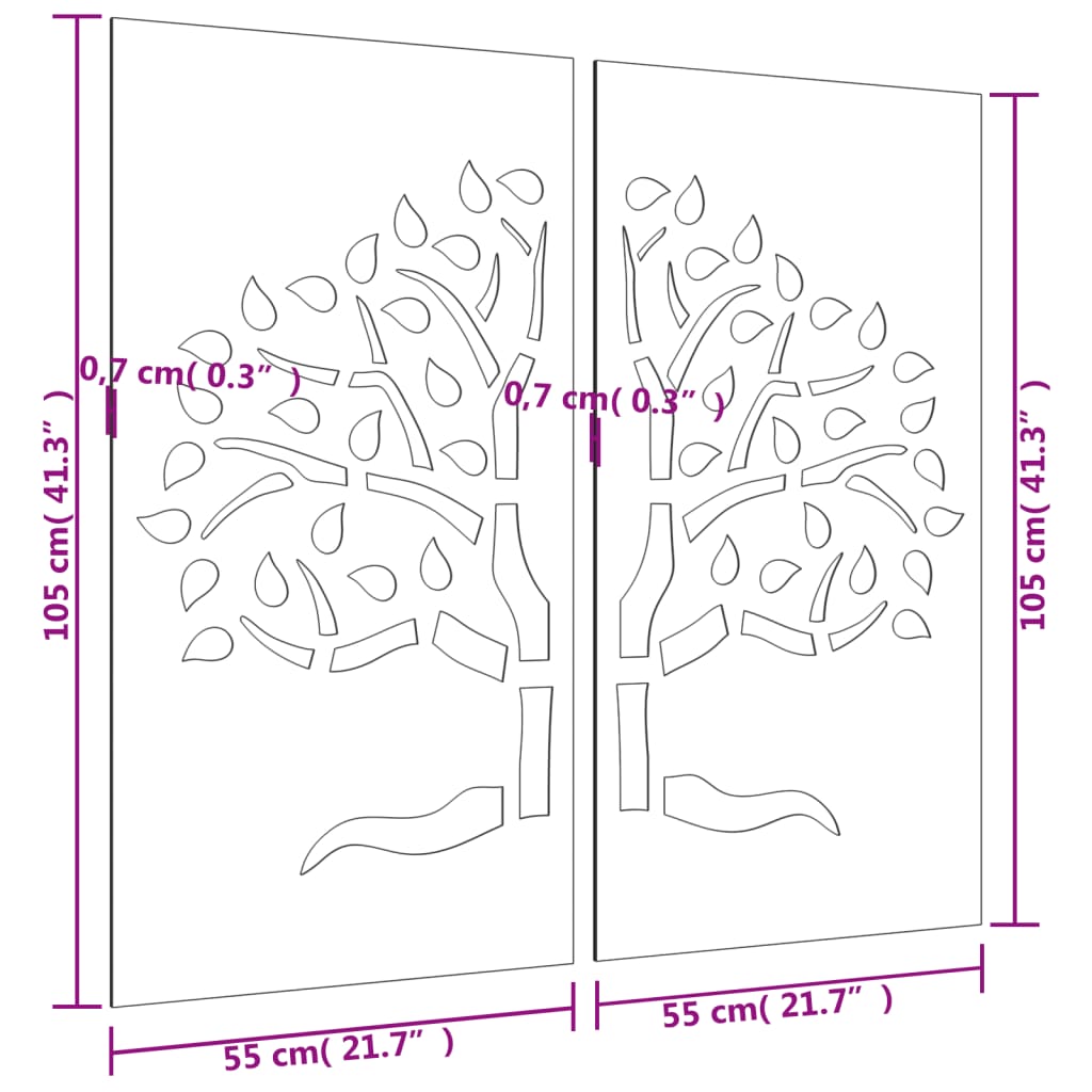 Aia seinakaunistus, 2 osa, 105x55 cm, Corteni teras, puu disain