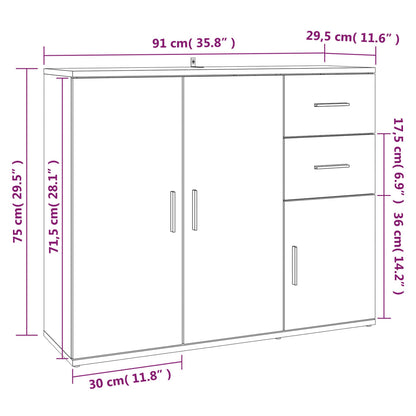 Puhvetkapp, hall Sonoma tamm, 91 x 29,5 x 75 cm, tehispuit