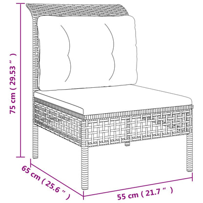 7-osaline aiamööbli komplekt patjadega, hall, polürotang