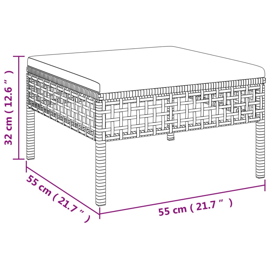 7-osaline aiamööbli komplekt patjadega, hall, polürotang