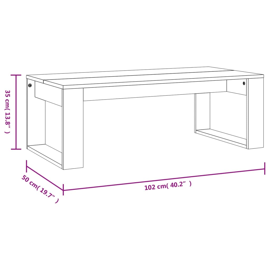 Kohvilaud, hall sonoma tamm, 102 x 50 x 35 cm, tehispuit