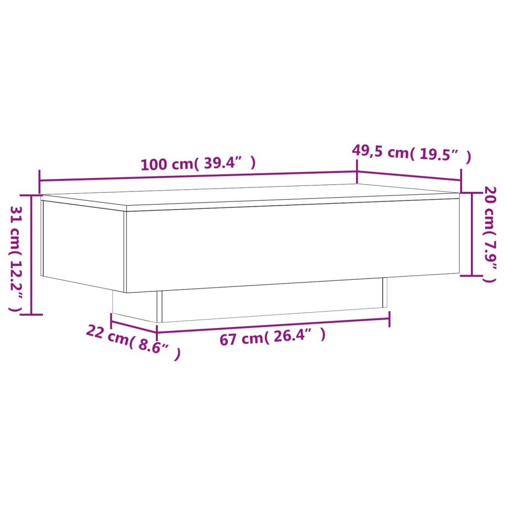 Kohvilaud, must, 100 x 49,5 x 31 cm, tehispuit