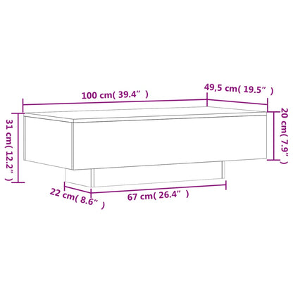 Kohvilaud, hall sonoma tamm, 100 x 49,5 x 31 cm, tehispuit