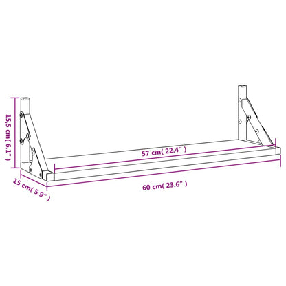 Seinariiulid 2 tk, pruun tamm, 60 x 15 x 15,5 cm