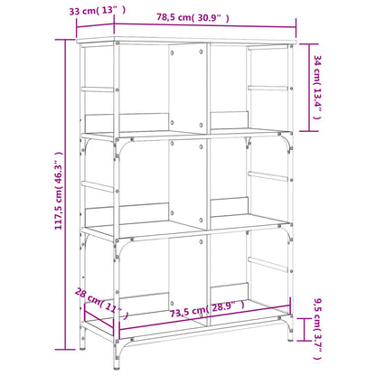 Raamaturiiul, hall Sonoma tamm, 78,5x33x117,5 cm, tehispuit