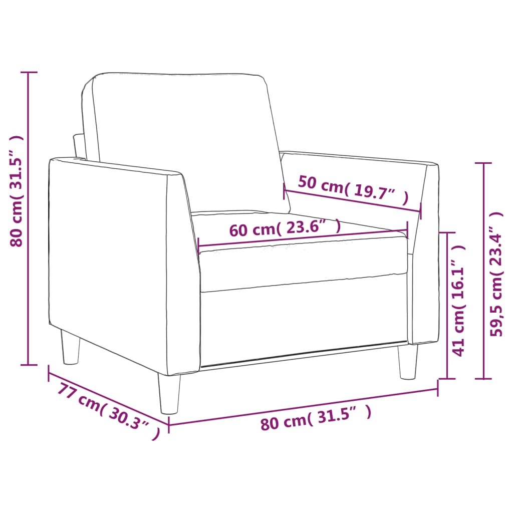 Tugitool, must, 60 cm, kunstnahk