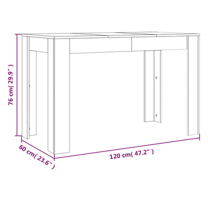 Söögilaud, hall sonoma tamm, 120 x 60 x 76 cm, tehispuit