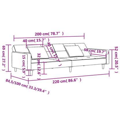 2-kohaline diivanvoodi kahe padjaga, helehall, samet