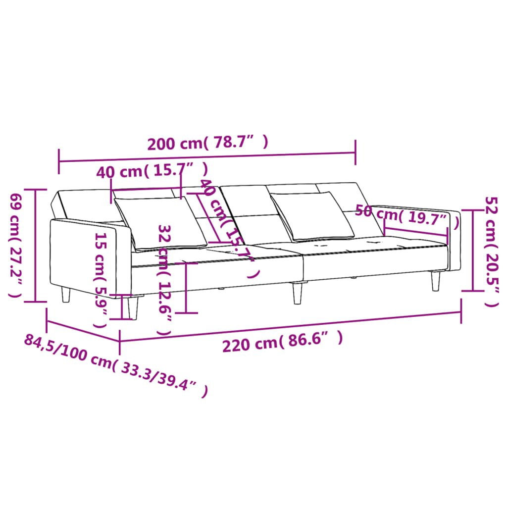 2-kohaline diivanvoodi patjadega, tumehall, samet