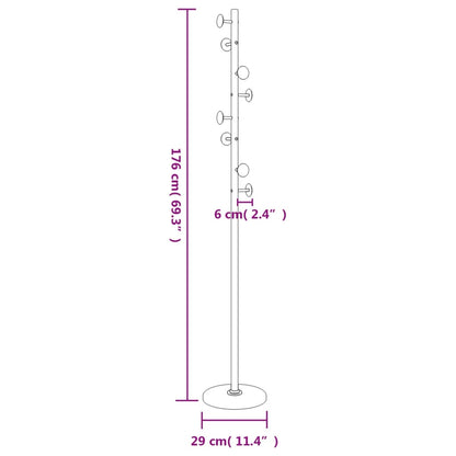 Riidenagi, must, 176 cm, pulbervärvitud raud