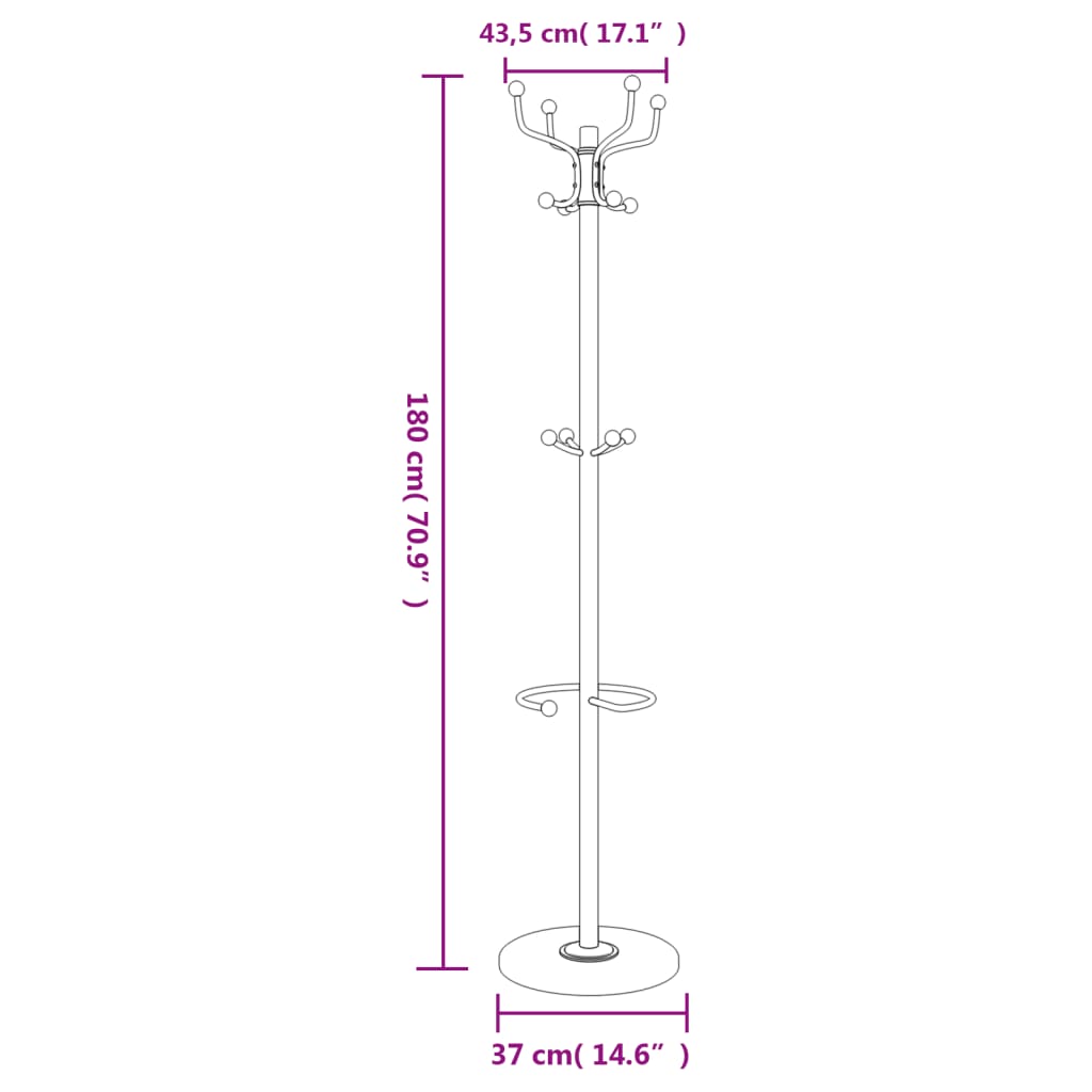 Riidenagi koos vihmavarju hoidjaga, must, 180 cm, raud