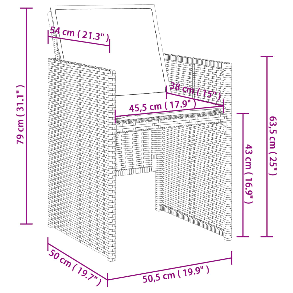 Aiatoolid patjadega 4 tk, must, polürotang