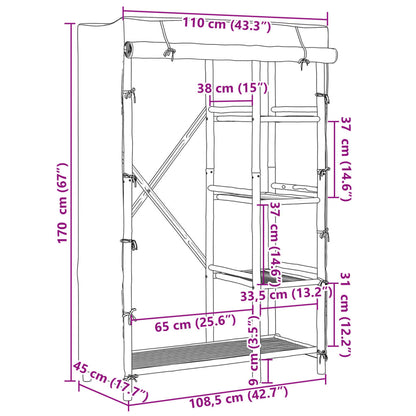 Riidekapp, 110 x 45 x 170 cm, bambus